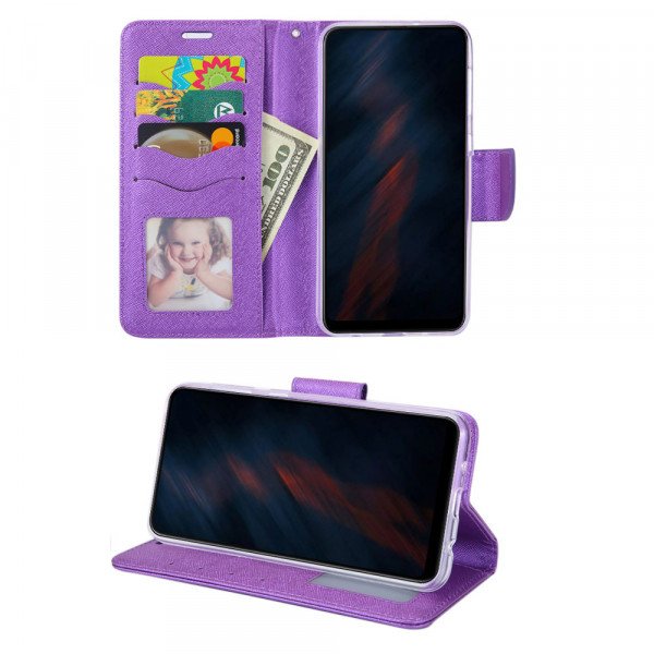 Wholesale Tuff Flip PU Leather Simple Wallet Case for LG Stylo 5 (Purple)